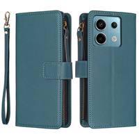 Flip case for Xiaomi Redmi Note 13 Pro 4G / Xiaomi Redmi Note 14S / Xiaomi Poco M6 Pro 4G, Wallet Zipper Pocket, green