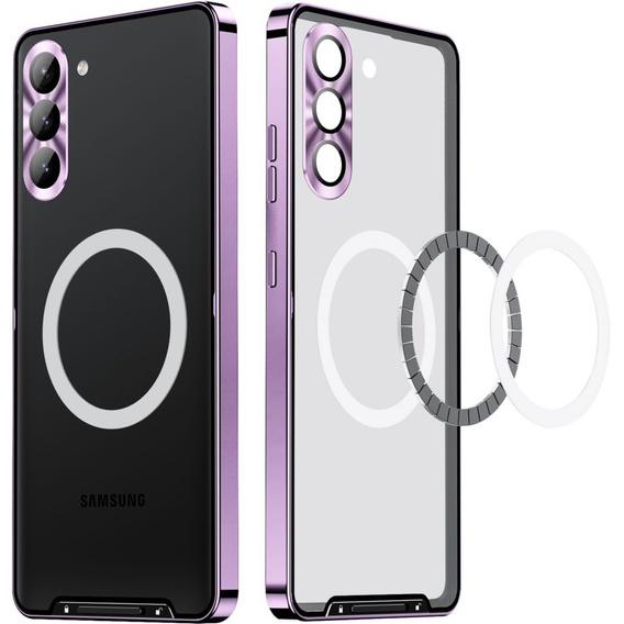 Camera Protection Case for Samsung Galaxy S23, CamShield MagSafe, transparent / purple