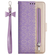 Flip case for Samsung Galaxy A55 5G, Wallet Pocket Zipper Lace, purple