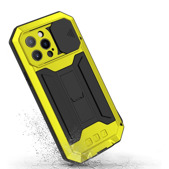 Case for iPhone 13 Pro, R-JUST CamShield Slide, armoured, yellow / black