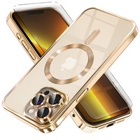 Case for iPhone 13 Pro Max, Electro MagSafe, gold + Screen Glass