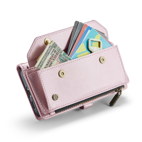 Case CASEME for Samsung Galaxy A55 5G, RFID Leather Wallet, with shoulder strap, pink