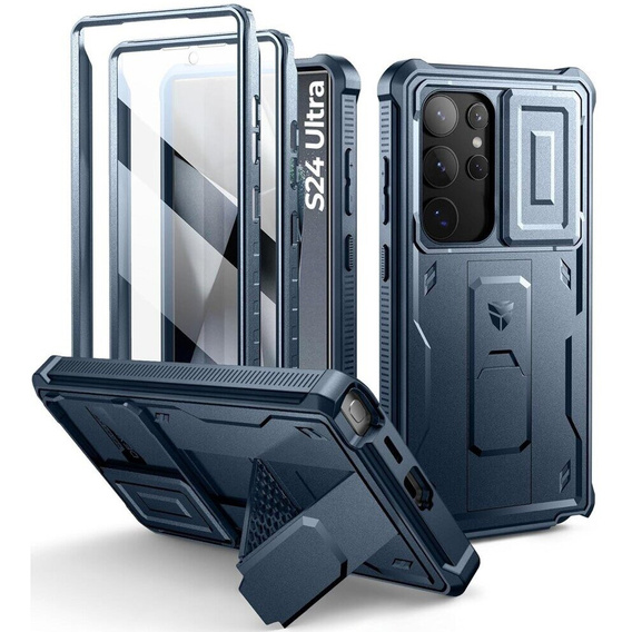 Armored case for Samsung Galaxy S24 Ultra, Dexnor Full Body (Two Frames), dark blue