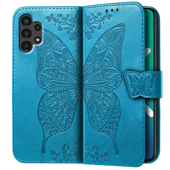 Flip case for Samsung Galaxy A13 4G, Butterfly, blue