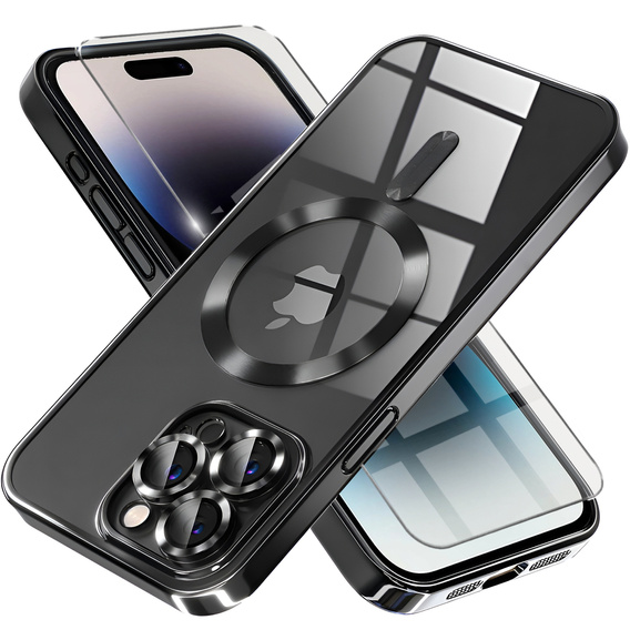 Case for iPhone 14 Pro, Electro MagSafe, black + Screen Glass