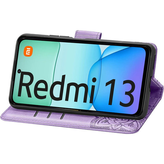 Flip case for Xiaomi Redmi 13, Butterfly, purple