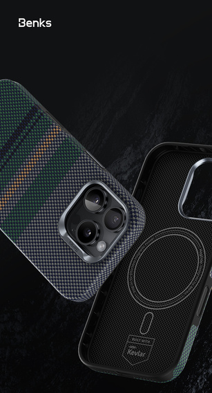 BENKS Kevlar Magnetic Armor Pro Aurora 600D B062 case for MagSafe for iPhone 15 Pro Max