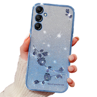 Case for Samsung Galaxy A35 5G, Glitter Flower, blue