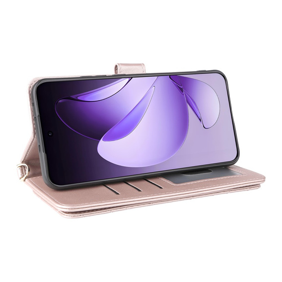 Crossbody Leather Wallet flip case for Oppo Reno 13 Pro 5G, pink