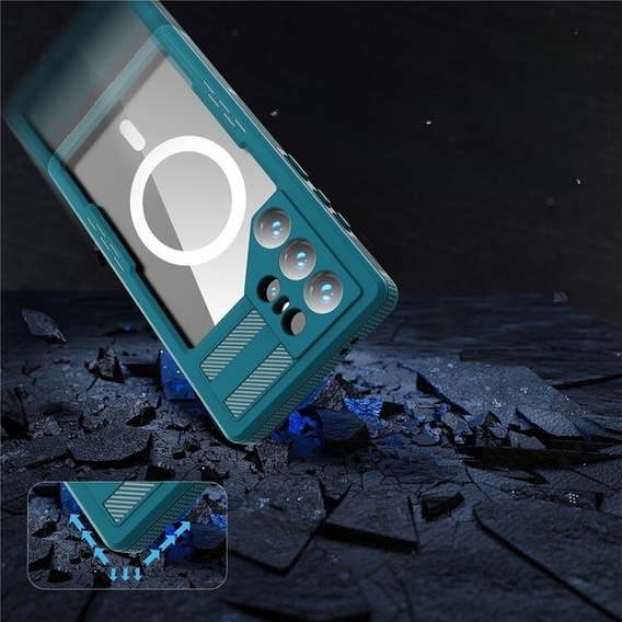Waterproof case for Samsung Galaxy S24 Ultra, Redpepper, for MagSafe, blue
