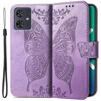 Flip case for Motorola Moto G54 5G, Butterfly, purple