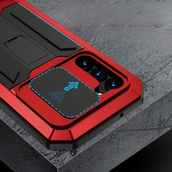 Armored case for Samsung Galaxy S23, R-JUST CamShield Slide, red / black