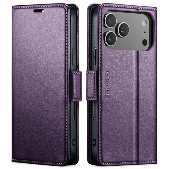 ERBORD Glossy Litchi wallet case with flap for iPhone 17 Pro Max