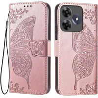 Flip case for Realme C61, Butterfly, pink rose gold