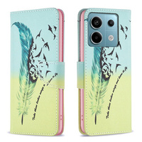 Flip case for Xiaomi Redmi Note 13 Pro 5G, Wallet, Feather blue / yellow