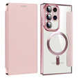 Flip case for Samsung Galaxy S23 Ultra, RFID Wallet MagSafe CamShield, pink