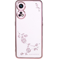 Case for Oppo Reno8 T 4G, Glitter Flower, pink rose gold