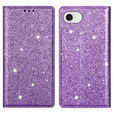 Flap case for iPhone 16E, Card Slot Glittery, purple