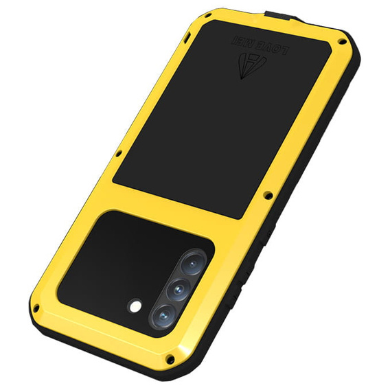 Love Mei Case for Samsung Galaxy S21 FE, armored with glass, yellow